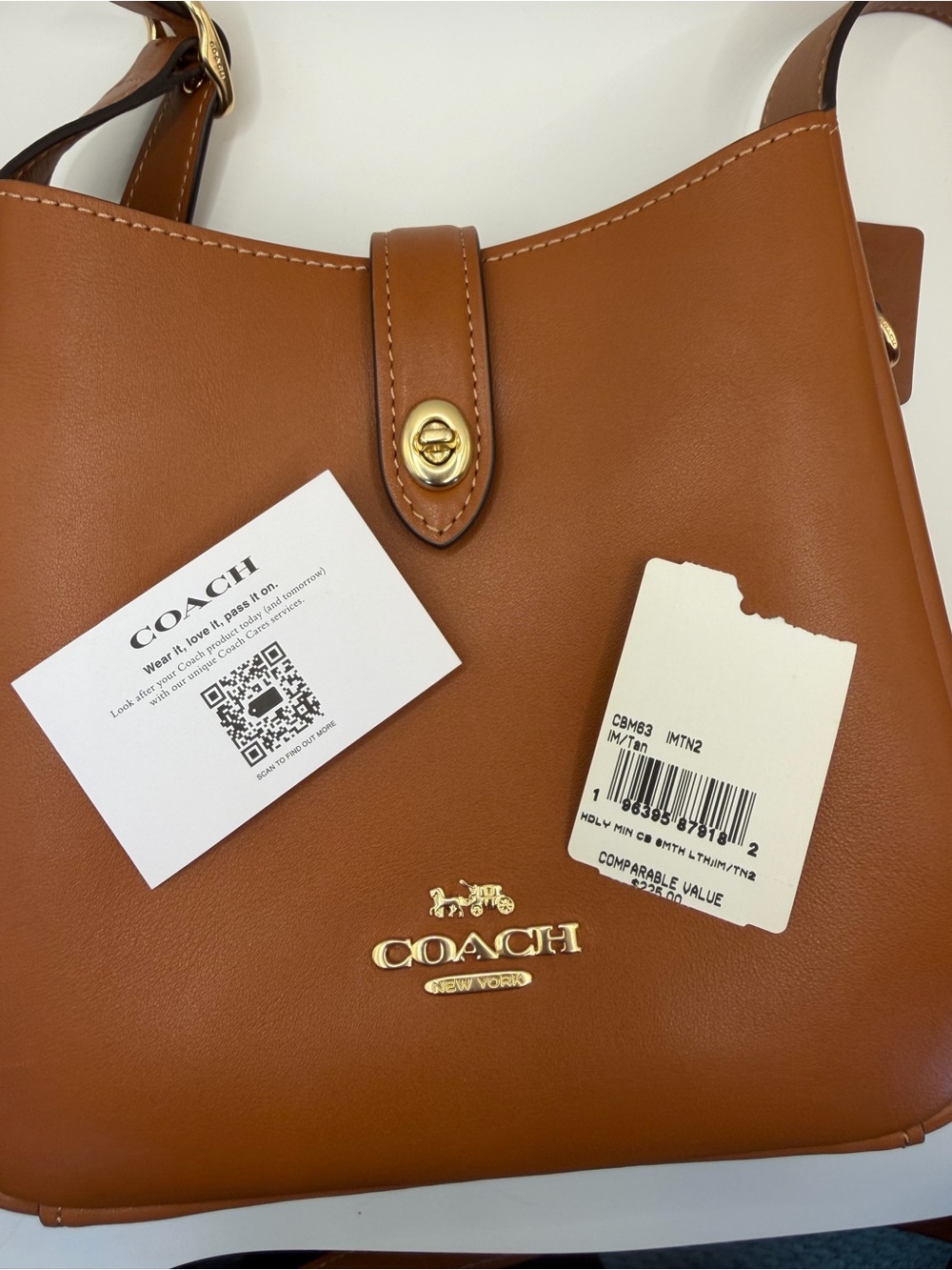 NWT Coach Hadley Mini Crossbody Bag with gold hardware in Tan CBM63